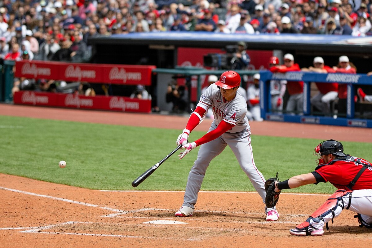 Cleveland in action against the Los Angeles Angels in May 2023. Archival team-action photograph; it is not from today’s game.