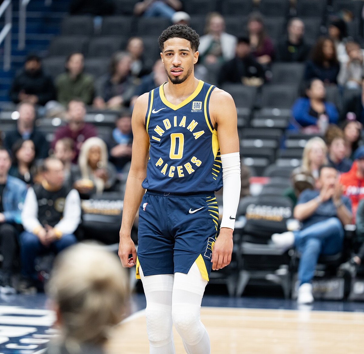 Tyrese Haliburton with Indiana in 2025. Archival photograph; participation in today’s game remains subject to the final active list.