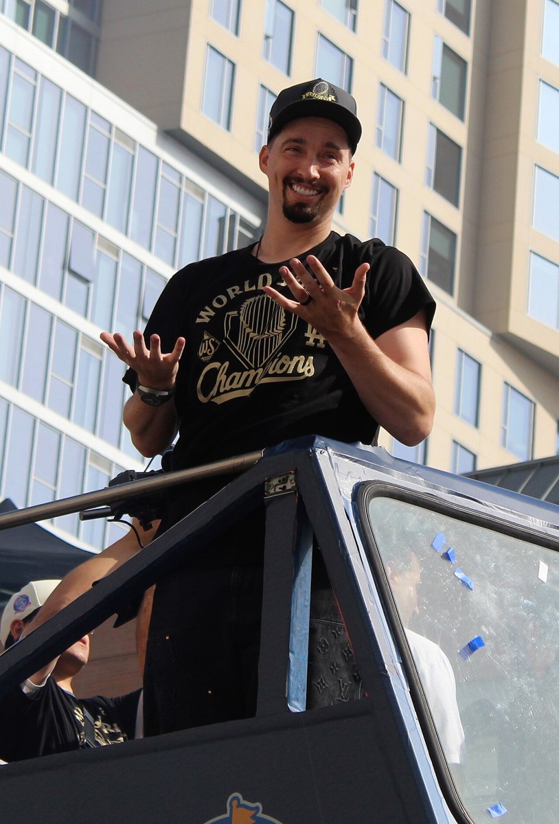Blake Snell at the Dodgers’ 2025 championship parade. Archival photograph; it is not from today’s game.