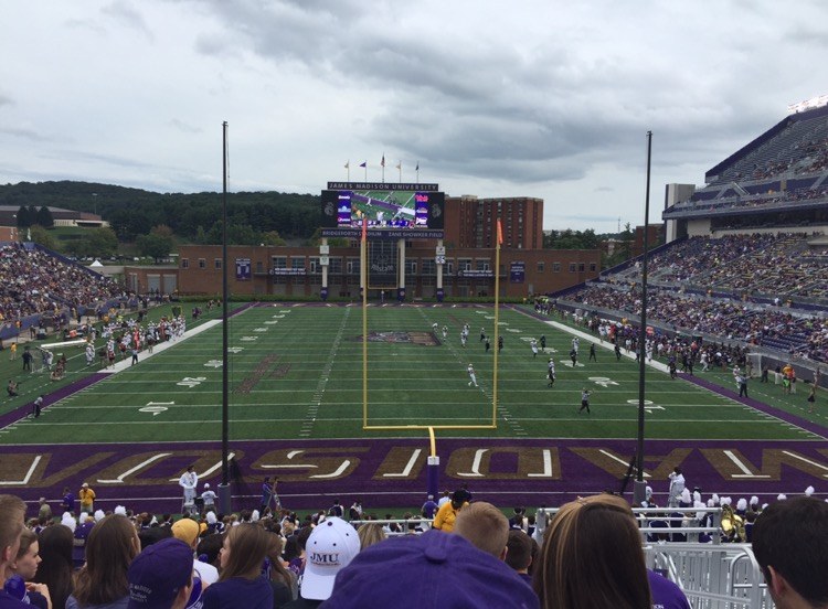 James Madison football at Bridgeforth Stadium. Archival photograph, not Thursday&rsquo;s road game.
