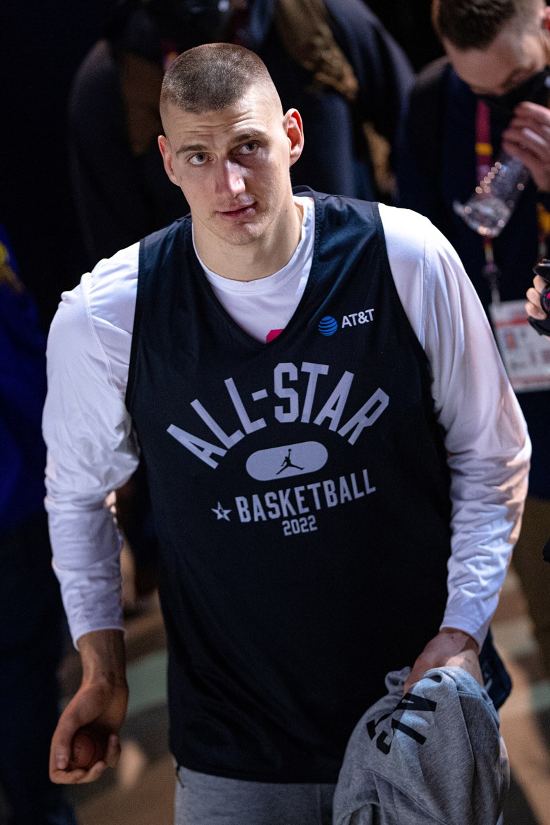 Nikola Jokić during 2022 NBA All-Star activities. Archival photograph, not Thursday&rsquo;s game.