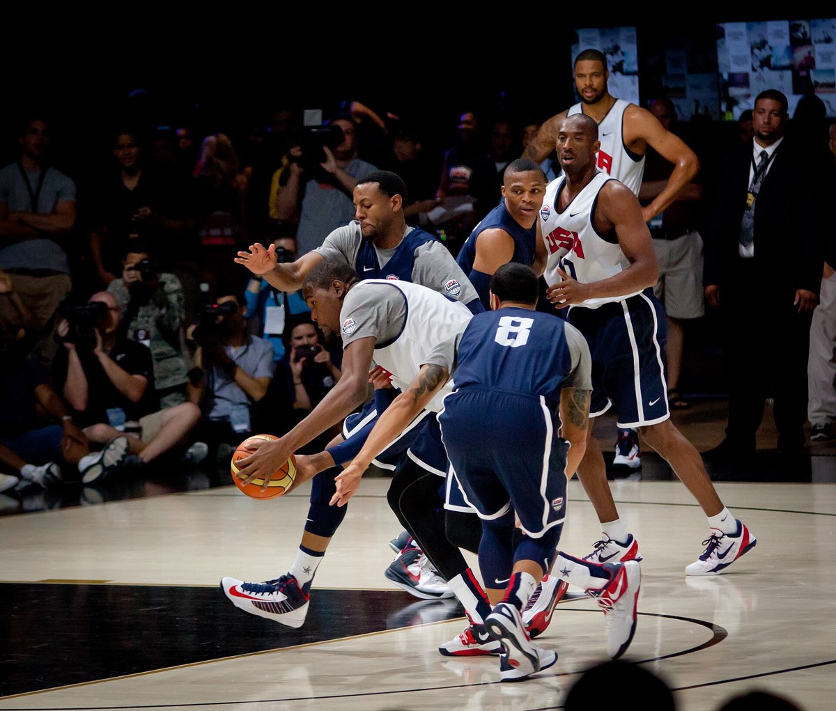 Kevin Durant playing for the United States in July 2012. Historical player photograph, not Friday’s game.