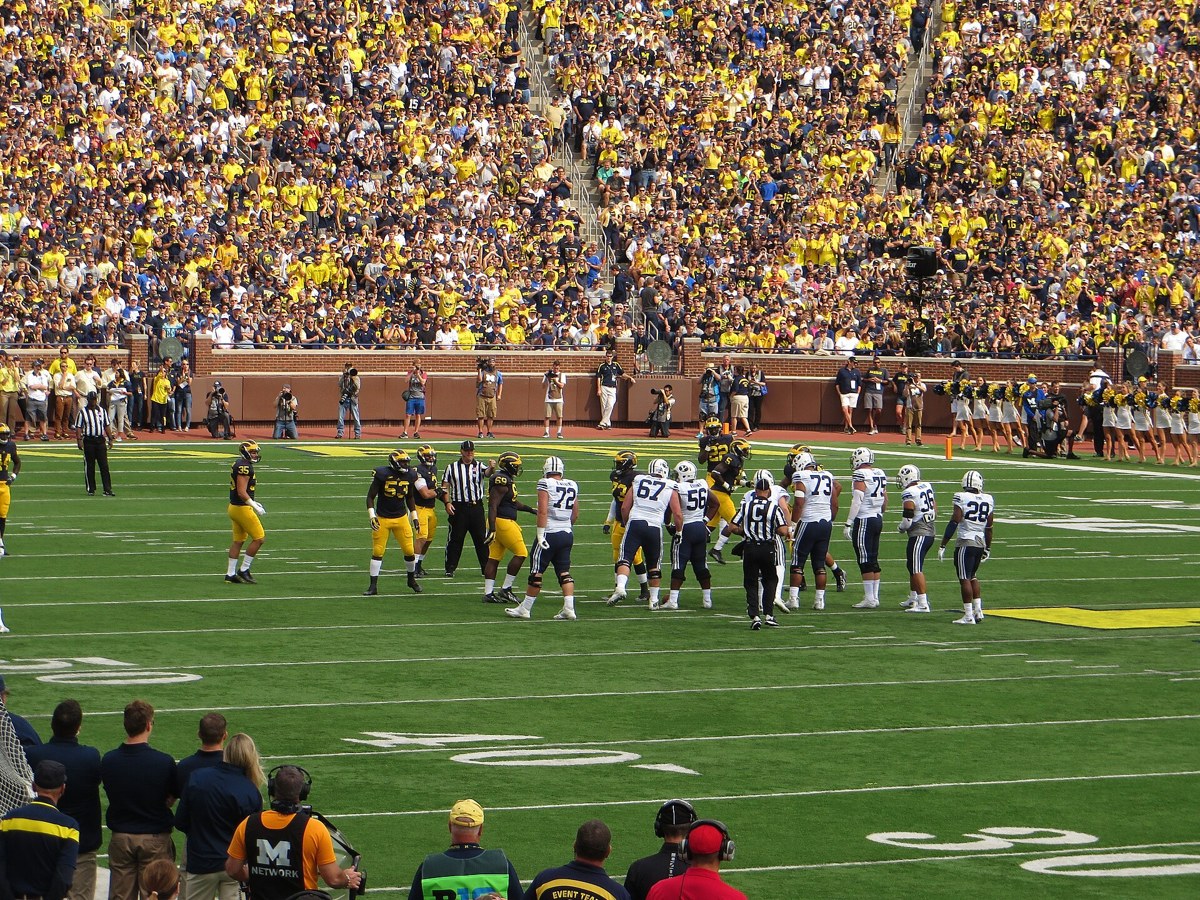 BYU on offense at Michigan Stadium in September 2015. Archival action photograph, not Saturday’s game.