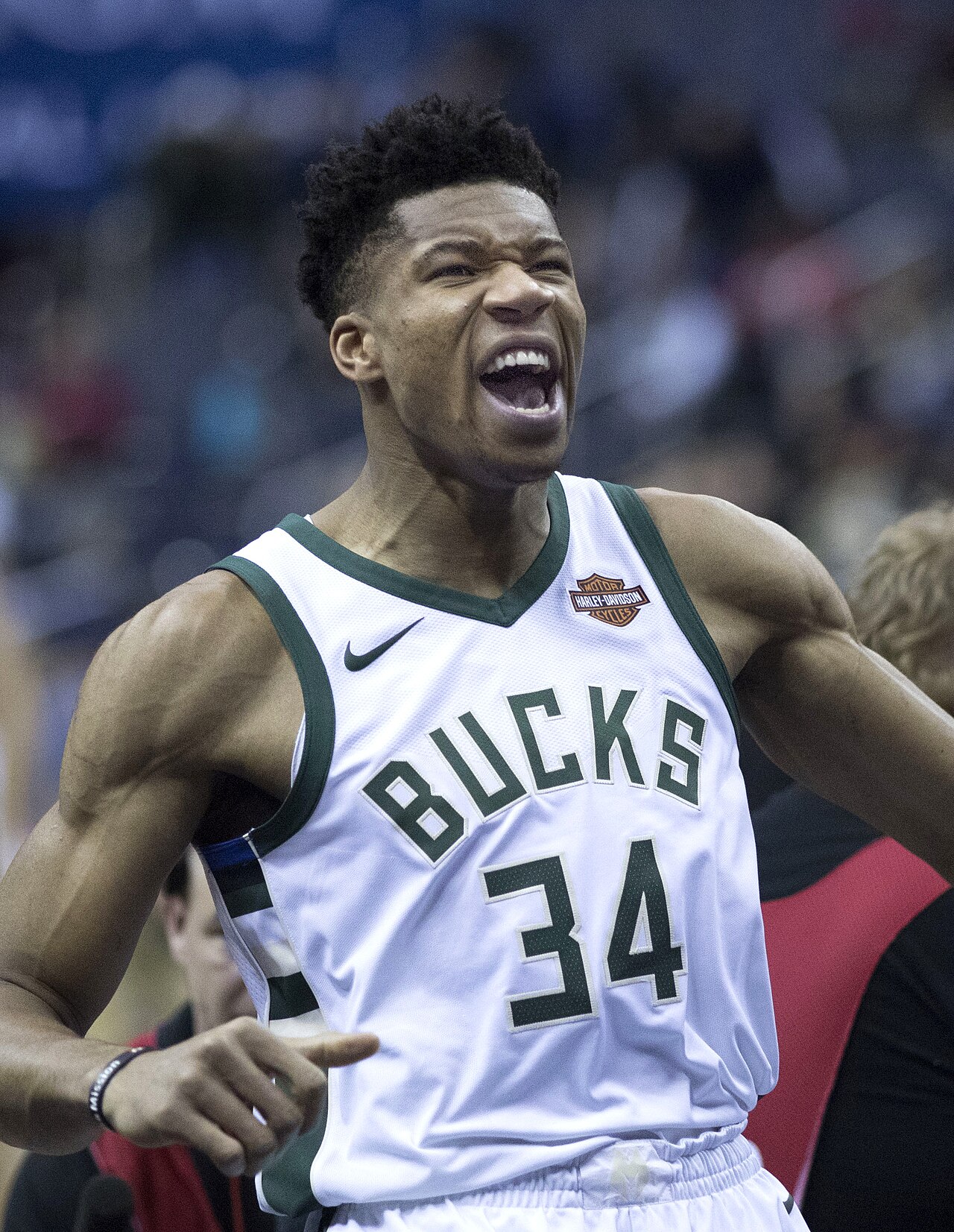 Giannis Antetokounmpo with Milwaukee before a January 2018 game. Archival player photograph, not Monday&rsquo;s game.