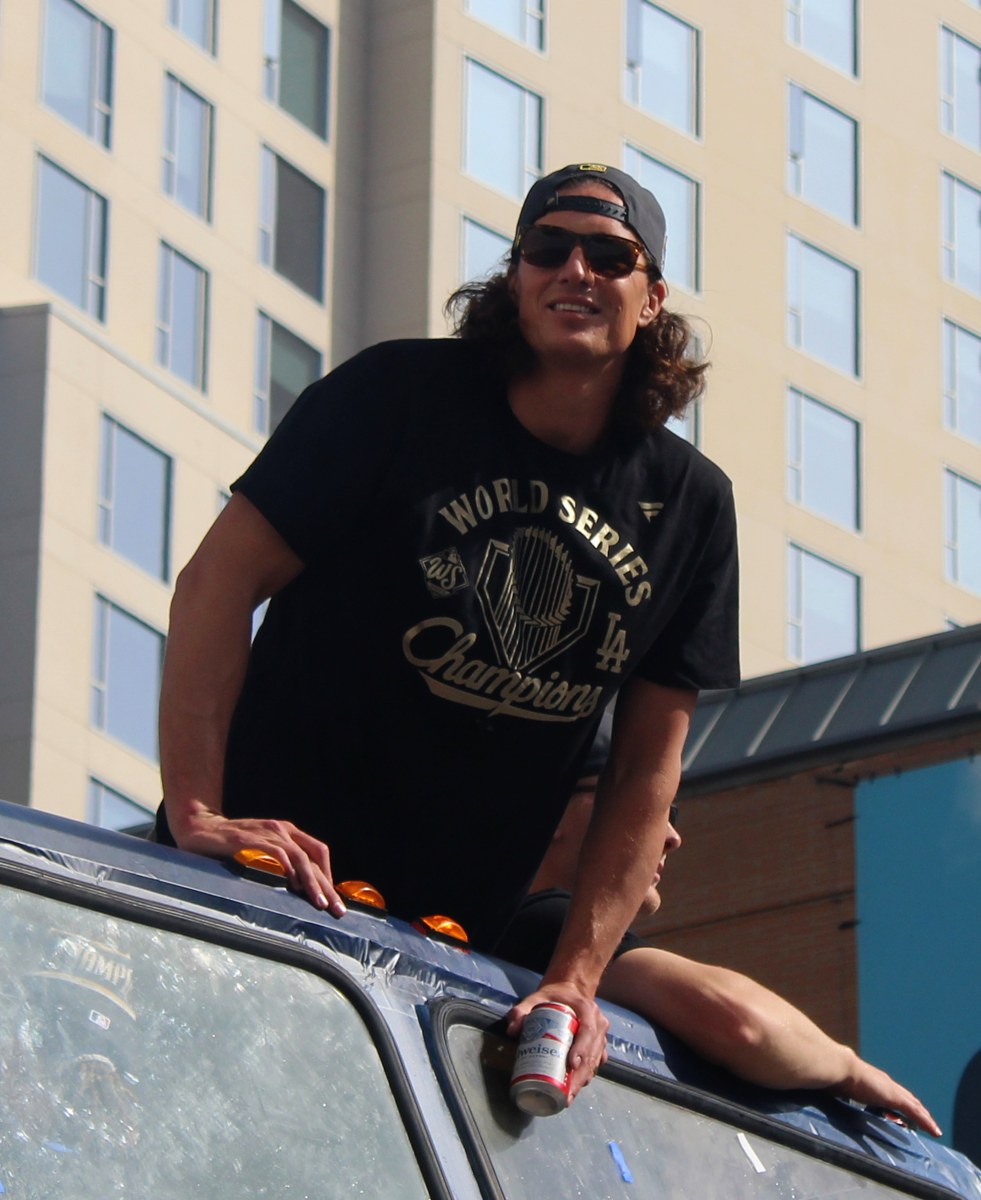 Tyler Glasnow at the Dodgers’ parade, November 3, 2025. Archival portrait, not a photograph from this matchup.